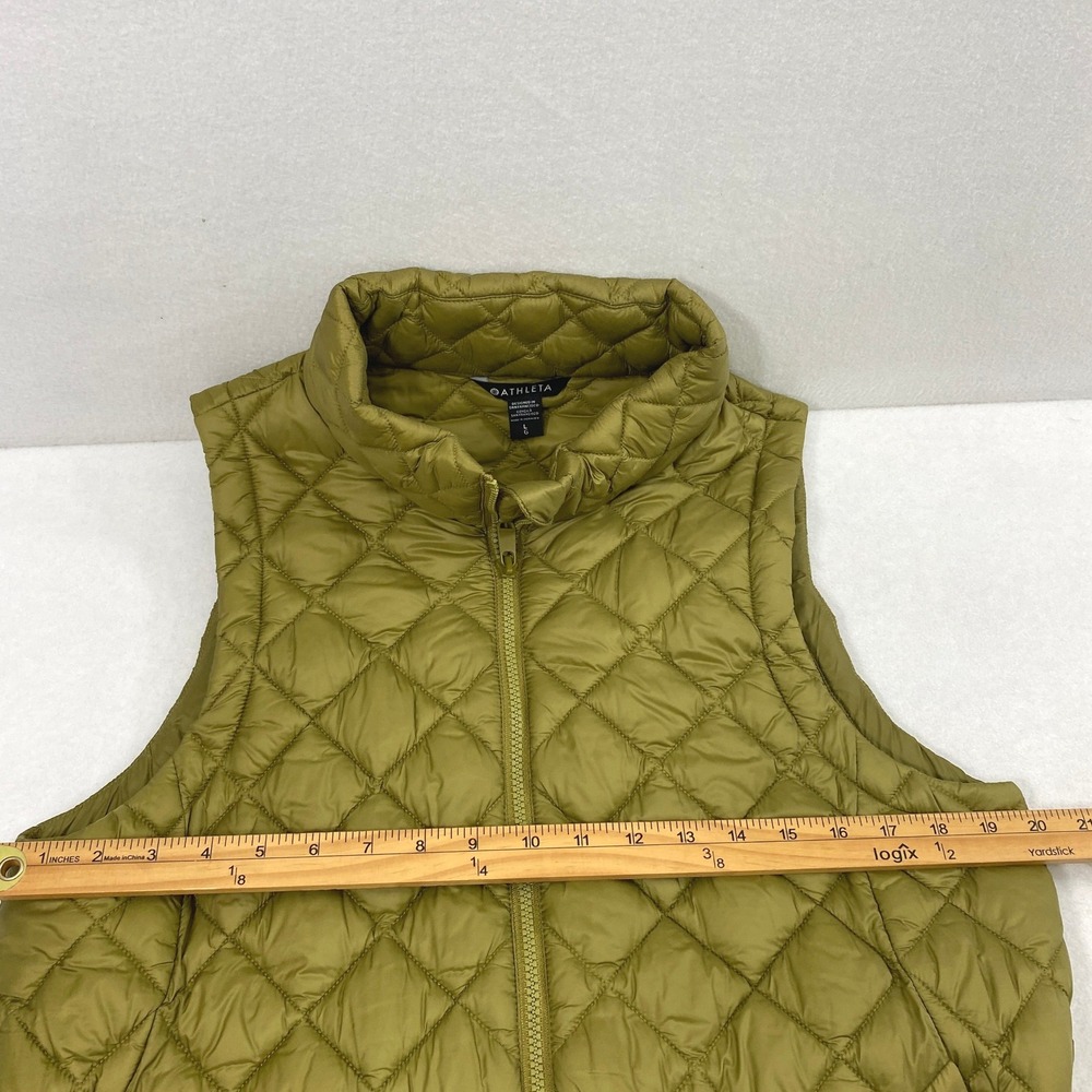 Athleta Vest Women Large Green Quilted Puffer Full Zip Mock Neck Gorpcore Layer - Picture 7 of 9